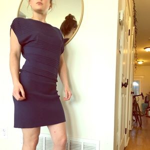 Navy knitted short sleeve dress